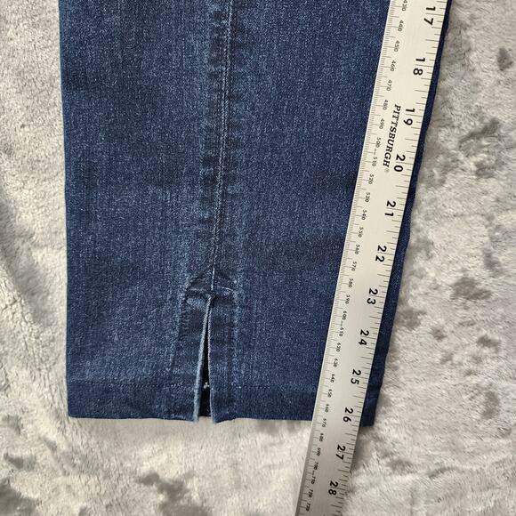Mesmerize Jeans Womens 12 Blue High Rise Zip Front Crop Ankle Slit Hems Stretch - Picture 13 of 15